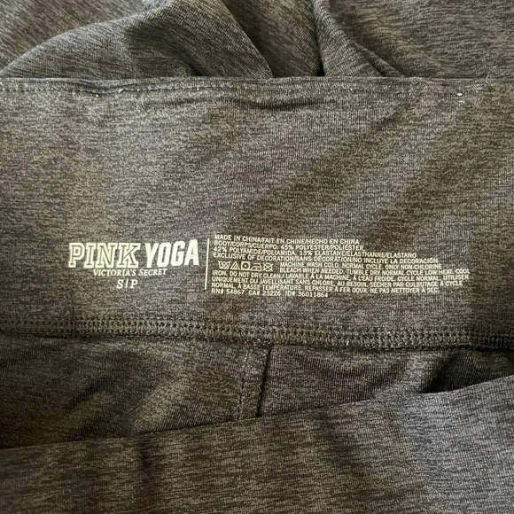 Women’s PINK Victoria’s Secret yoga leggings, gray heather w/pink stripe Small - Picture 4 of 4